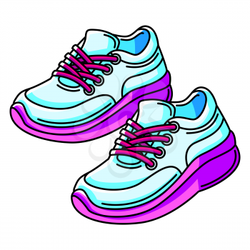 Illustration of sneakers. Colorful cute cartoon icon. Creative symbol in modern style.