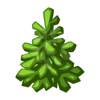 Merry Christmas illustration of tree. Holiday icon in cartoon style. Happy celebration.