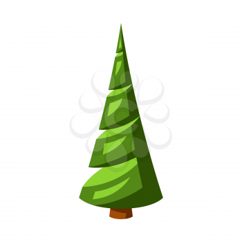 Merry Christmas illustration of tree. Holiday icon in cartoon style. Happy celebration.