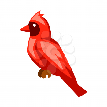 Merry Christmas illustration of bird red cardinal. Holiday icon in cartoon style. Happy celebration.