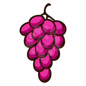 Illustration of fresh ripe grapes. Autumn harvest of fruits. Food item for farms, markets and shops. Icon or promotional image.