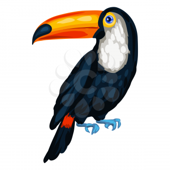 Stylized illustration of toucan. Image for design and decoration. Object or icon in hand drawn style.
