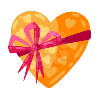 Happy Valentine Day illustration of gift heart box. Holiday romantic image and love symbol.
