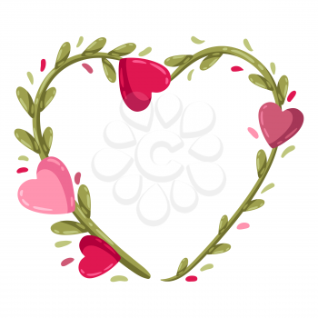 Happy Valentine Day illustration of flower frame heart. Holiday romantic image and love symbol.