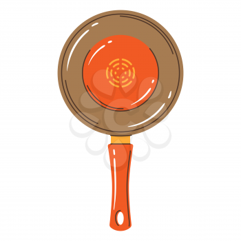 Illustration of cooking pan. Stylized kitchen and restaurant utensil item.