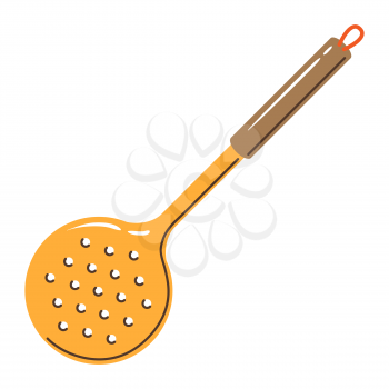 Illustration of cooking skimmer. Stylized kitchen and restaurant utensil item.