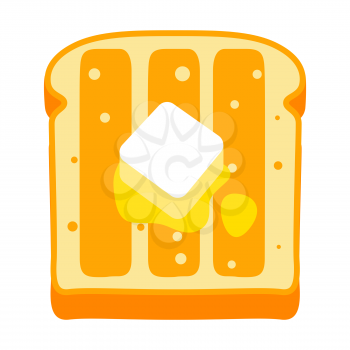 Illustration of toast with butter. Breakfast icon. Food item for menu bars, restaurants and shops.