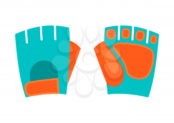 Icon of gloves. Stylized sport equipment illustration. For training and competition design.