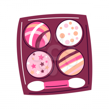 Illustration of eye shadow palette. Make up item. Beauty and fashion abstract image.
