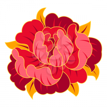 Illustration of Chinese peony. Asian tradition symbol. Talisman and holiday decoration.