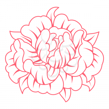 Illustration of Chinese peony. Asian tradition symbol. Talisman and holiday decoration.