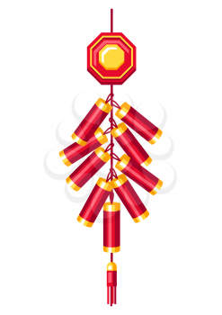 Illustration of Chinese fireworks. Asian tradition New Year symbol. Talisman and holiday decoration.