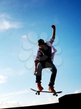 Skater jump to sky. Element of design.