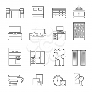 Furniture line icons set. Vector illustration