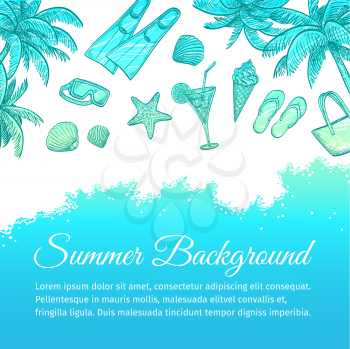 Summer sea background. Hand drawn vector illustration.