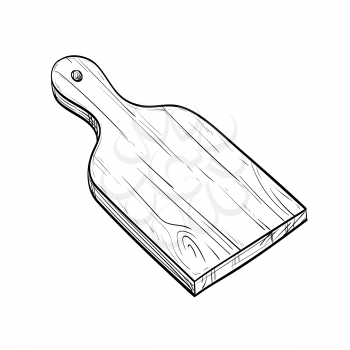 Cutting board. Hand drawn vector illustration. Isolated on white background. Vintage style.