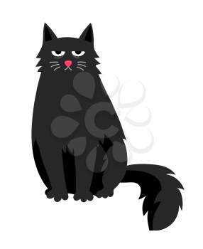 Cute cartoon black cat. Isolated on white background. Flat style vector illustration.