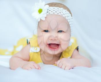 Adorable baby 5 months, close-up portrait
