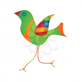 Spring illustration with Funny cartoon bright colors bird for Easter.