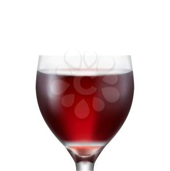 Crystal wine glass with red wine on white background