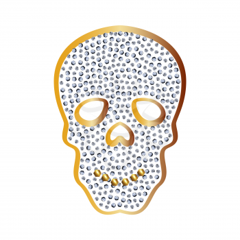 Golden skull with jewels and diamonds as a pendant and an ornament. The magical Golden skull.