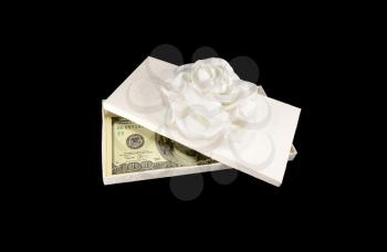 Business and finance concepts. Money dollars in the gift box isolated on nintendo background