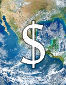 Symbol of moSymbol of money dollar on the map USA NASA imageney dollar on the map UCA NASA image