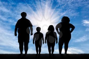 Fat family suffering from obesity. Concept of obesity