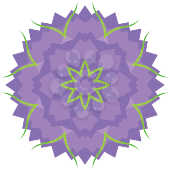Abstract purple flower. Round linear vector ornament in pastel colors.