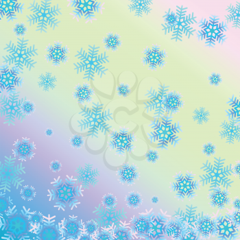 Illustration beautiful vector background with blue snowflakes.