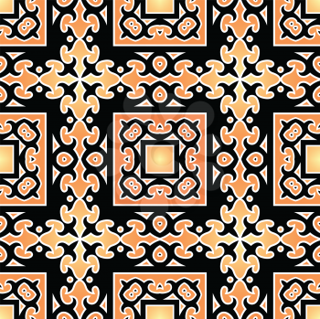 Beautiful seamless orange background with oriental pattern.