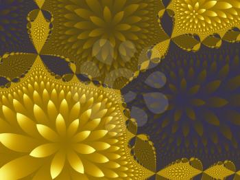 Computer generated abstract fractal, yellow, like dried flowers.