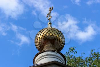 Golden dome of the Church of Epiphany in the village Perhovo, Russia.
