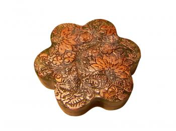 Natural handmade soap with textured floral ornaments hohloma.