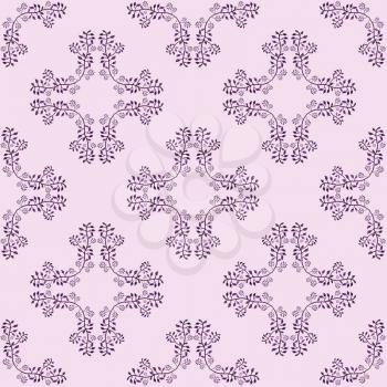 A seamless watercolor pattern with purple leaves and branches. Design for card, poster or wallpaper.