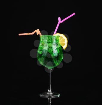 modern fresh coctail on the black background