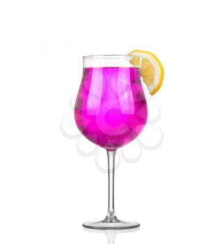 Glass of pink cocktails color isolate on white background