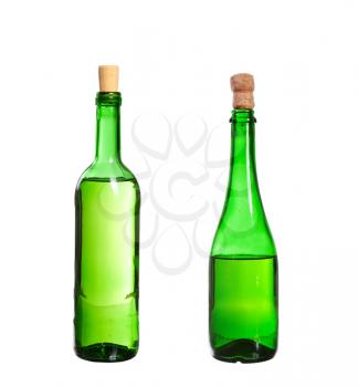 Three empty unlabeled bottles isolated on white background