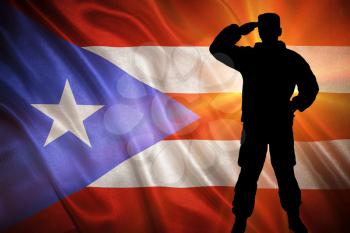 Flag with original proportions. Closeup of grunge flag of Puerto Rico