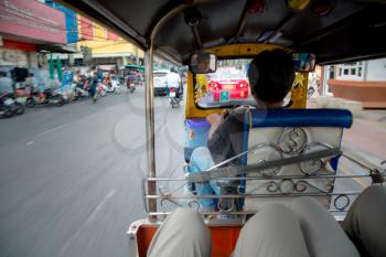 bangkok , thailand 25 march 2017 Tuk Tuk auto rickshaw is a common form of urban transport in Chinatown at Bangkok, Thailand