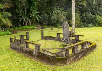 Old abandoned graves in cemetery at Mission church in Hanalei Kauai
