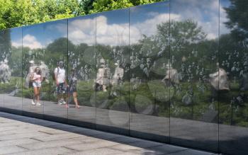 WASHINGTON, DC - JULY 8: The Korean War Veterans Memorial on 8 July 2017 in Washington DC. The memorial was dedicated on July 27, 1995.