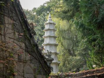 Pagoda by Temple of Supreme Purity of Tai Qing Gong at Laoshan