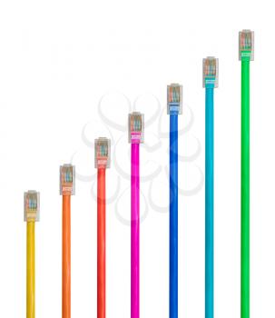 Different cat 5e ethernet cables to illustrate the priorization of data on the internet in Net Neutrality