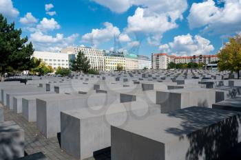 SEPTEMBER 17 - BERLIN, GERMANY: Holocaust Memorial on September 17, 2017 in Berlin. It opened in May 2005.
