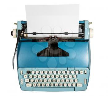 Modern electric typewriter on white background and isolated with path
