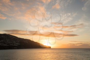 Early sunrise over the town of Funchal on the island of Madiera