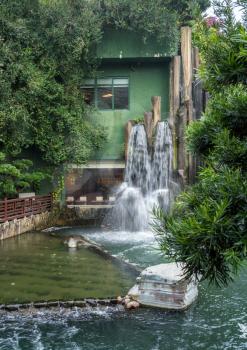 Waterfall in the Nan Lian Garden by Chi Lin Nunnery in Hong Kong