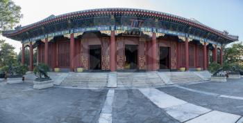 Panorama of entrance building at the Emperor Summer Palace in Beijing, China