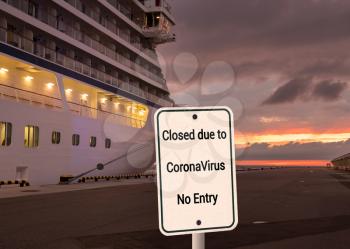 Concept of isolation and quarantine of cruise ship passengers with coronavirus flu virus